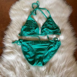Teal Old Navy ruffle bikini XS bottom L top